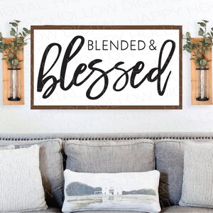 Mischen und gesegnet SVG - Bauernhausdekor - Esszimmer Kunst - Familienschild - Jubiläumsgeschenk - Geburtstagsgeschenk - Dekokissen - Religiöse Kunst