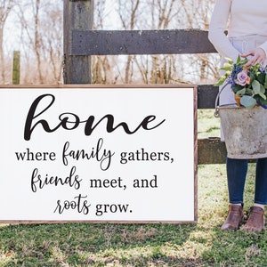 Signe pour la maison SVG - Signe où la famille se réunit - Signe de la ferme - Coussin - Art mural décoration intérieure - Cadeau de mariage - Décoration d'intérieur - Design numérique