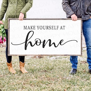Make yourself at home SVG - Bauernhausdekor - Familienschild - Wohnzimmer Wanddekor - Einweihungsparty Geschenk - Neues Haus - Neues Haus Geschenk - Digital