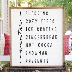 Winter Bucket List SVG File: Porch Sign Cut File (Digital Download)