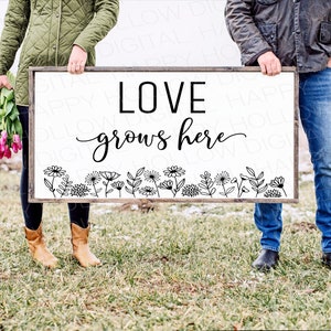 El amor crece aquí - Love SVG - Regalo para parejas - Digital - Letrero de granja - Decoración campestre - Regalo de aniversario - Regalo de despedida de soltera - Decoración de bodas