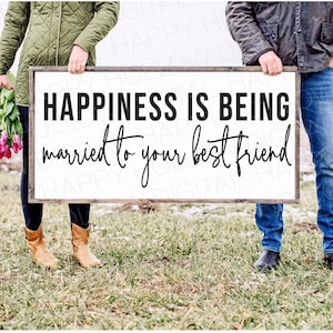 Glück ist verheiratet mit SVG - Hochzeitsschild - Brautgeschenk - Über dem Bett Zeichen - Liebe SVG - Geburtstagsgeschenk - Digitaler Download