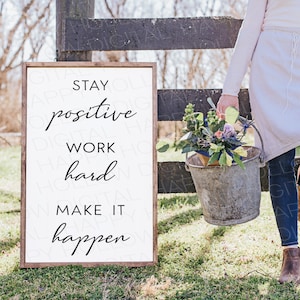 Letrero de pared con mensaje "Mantente positivo" - SVG inspirador - Arte de pared motivacional - Cita alentadora - Svg motivacional - Descarga instantánea - Digital