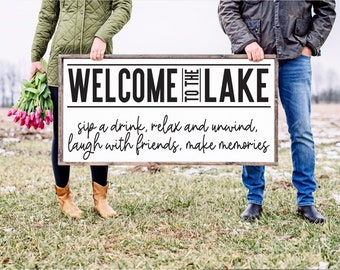 Welcome to the lake SVG - Lake house decor - Lake life SVG - Outdoor pillow - Lake welcome sign - Outdoor decor - Welcome sign - Lake decor