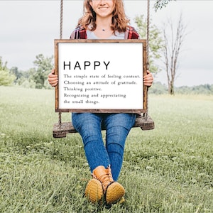 Happy SVG - Happy Definition SVG - Bauernhausdekor - Rustikale Wanddekoration - Dekokissen - Farmhaus Zeichen - Happy Zeichen - Einweihungsparty Geschenk