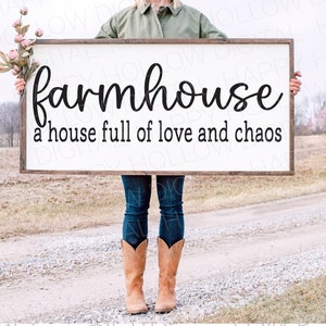 Farmhouse SVG - Family sign - Home decor - Country decor - A house full of love and chaos SVG - Wedding gift - Family room decor - Digital