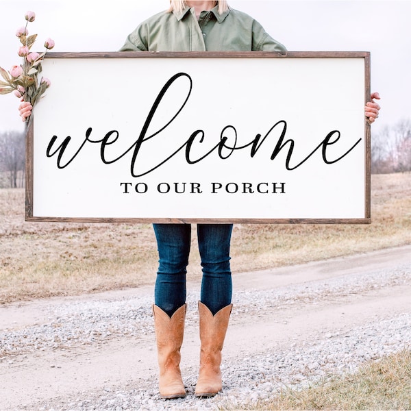 Welcome SVG - Front Porch decor - Porch sign SVG - Outdoor pillow  - Porch Welcome Sign - Outdoor decor - Welcome to our porch sign