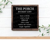 Porch Bucket List Sign SVG: Outdoor Patio Decor (Digital)