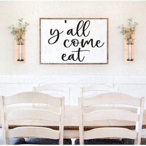 Kom eten bord - boerderijbord - keukeninrichting - kunst aan de muur eetkamer - rustieke wanddecoratie - boerderijkeuken - zuidelijke charme - SVG