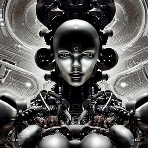Futuristic Metropolis Cyborg Art Print, Modern Sci-Fi Wall Decor, Sci-Fi Art, Futuristic Art, Robot Art, Metropolis, Alien, AI, Cybernetic