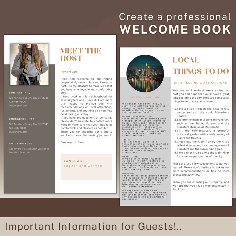 Airbnb Book Template Editable Digital Guest Book Etsy