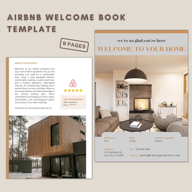 Airbnb Book Template Editable Digital Guest Book Etsy