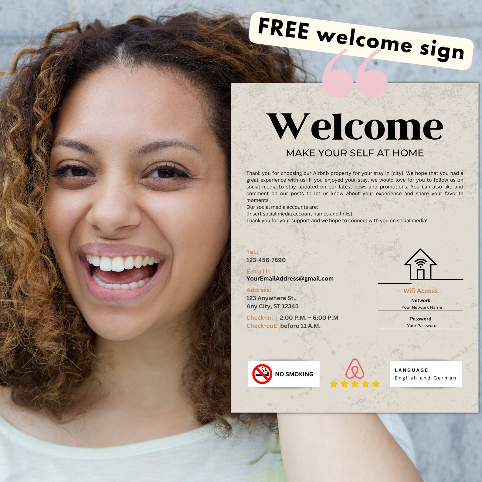 Airbnb Book Template Editable Digital Guest Book Etsy