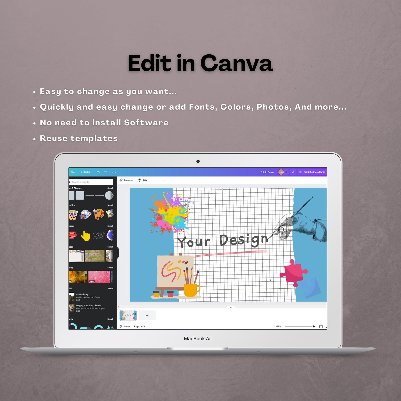 Resume CV Editable Template Canva Modern Resume Template - Etsy