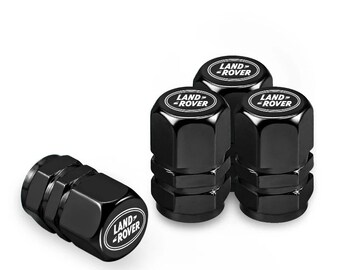 Set of 4 Black Metal Tyre Valve Caps for Land Rover - Brand New - UK Stock