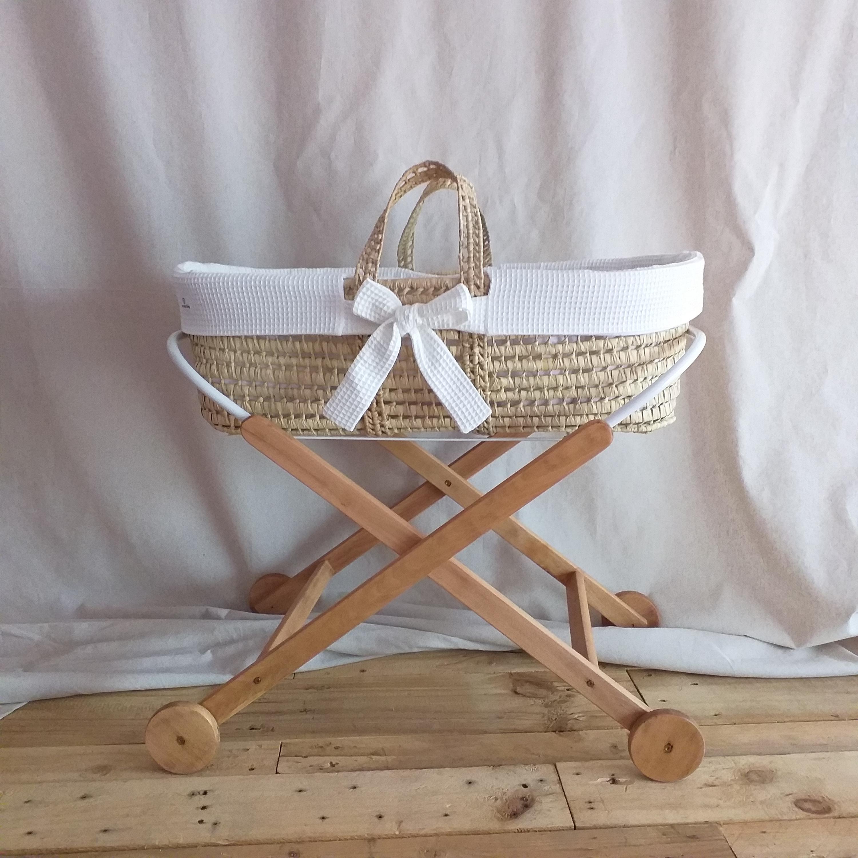 Parure De Lit En Osier Pour Couffin Popcorn Soho Baby Ltd - Gris - Fabriquée Au Royaume-Uni