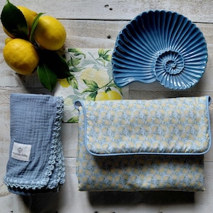 Verschoonmat voor kinderwagens met citroenprint / waterdichte, gevoerde nomadische verschoonmat met fruitprint / verschoonmat voor babyluiers met citroenprint