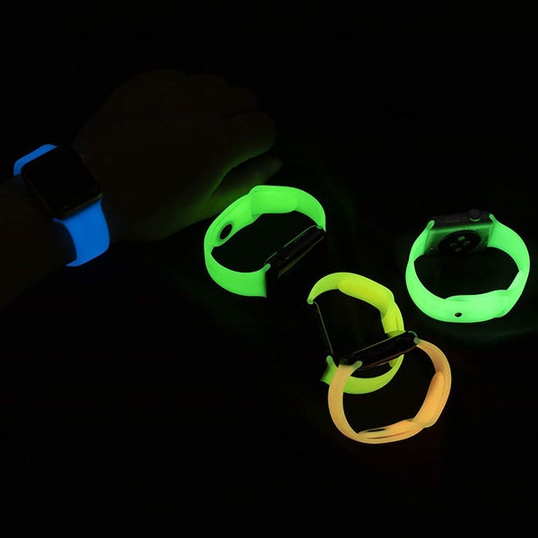 Bracelet Apple Watch - Bracelet sport en silicone phosphorescent pour iWatch - Bracelet lumineux excellent cadeau pour les amis et la famille