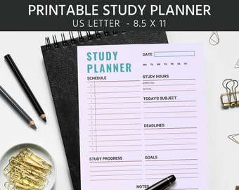 Student planner study planner printable academic planner digital download college school planner homework tracker study guide