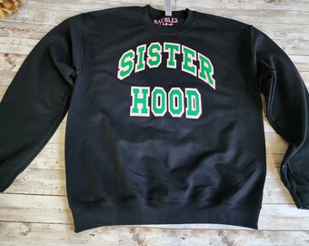 Sisterhood Sweatshirt - Sorority Gift Pink and Green Fleece Shirt