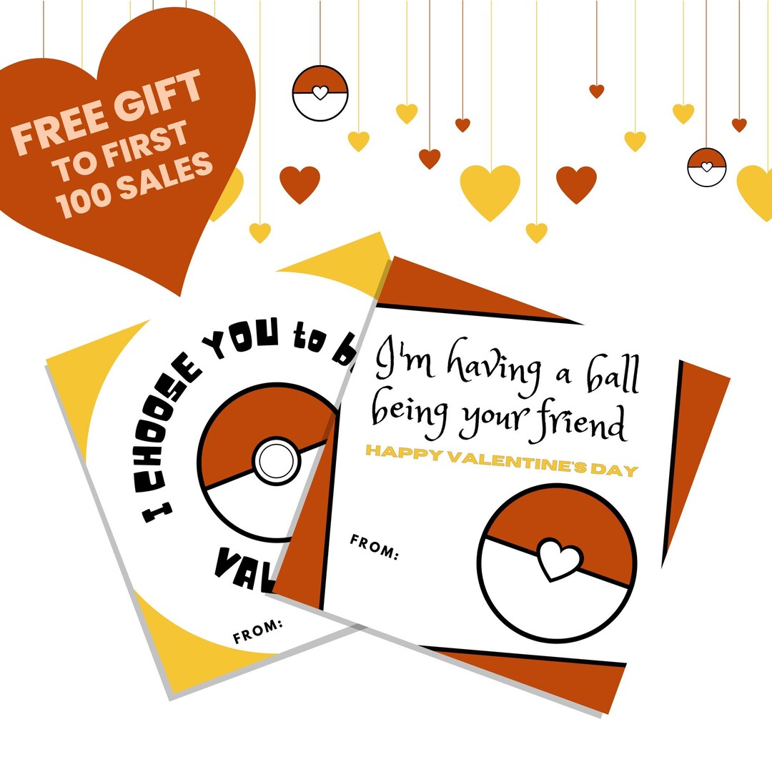 PRINTABLE Pokemon Valentine Cards for Kids - INSTANT DOWNLOAD - Etsy