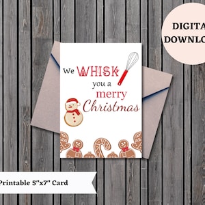 Tarjeta festiva imprimible, tarjeta de invierno, tarjeta de deseos navideños, tarjeta para hornear, tarjeta con juego de palabras con batidor, tarjeta de panadero navideño, tarjeta imprimible de invierno, descargar
