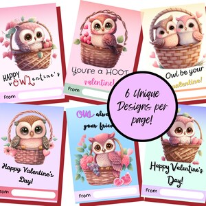 Classroom Valentine&#39;s, Owl Valentine&#39;s Day Cards, Printable Valentine Day Cards, Valentine Cards for kids, Last minute valentine&#39;s day