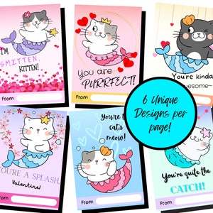 Saint-Valentin en classe, cartes de la Saint-Valentin sirène, cartes imprimables de la Saint-Valentin, cartes de la Saint-Valentin pour les enfants, Saint-Valentin de dernière minute