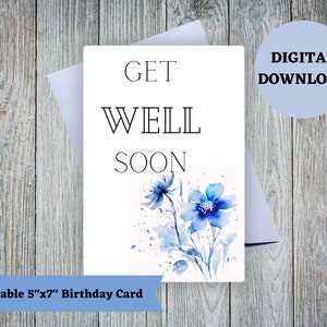 Tarjeta de recuperación imprimible, tarjeta de aliento, tarjeta de condolencia, tarjeta de mejores deseos, tarjeta floral de recuperación pronto, imprimible, digital, descargar