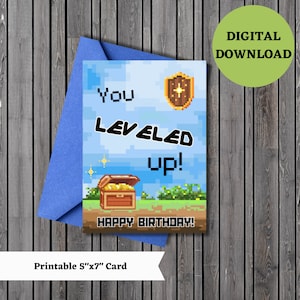 Geburtstagskarte zum Ausdrucken, Geburtstagskarte für Gamer, Geburtstagskarte für Gamer, Geburtstagskarte für Nerds, Pixel, zum Ausdrucken, digital, Download