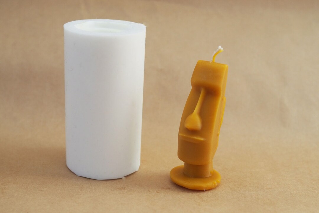 Easter Silicone Candle Molds for Beeswax Unique Moai Plaster Mold Hand
