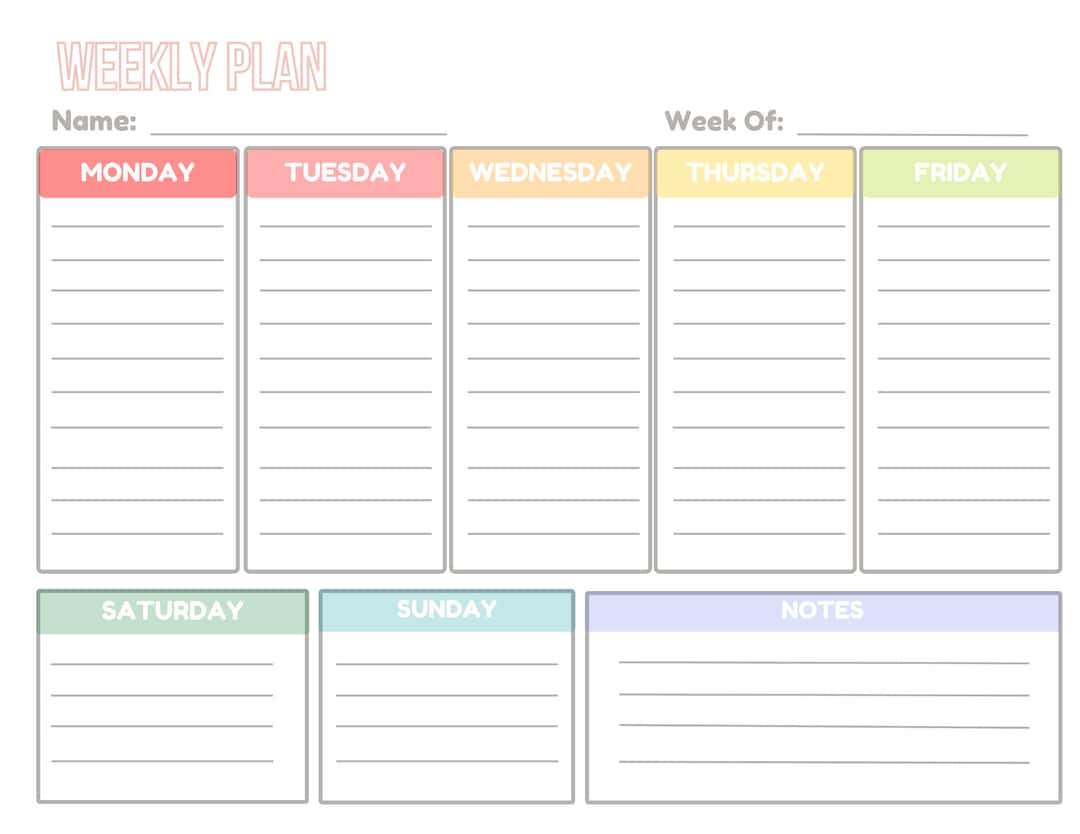 Printable Weekly Schedule for Kids, Homeschool Weekly Schedule, Weekly ...