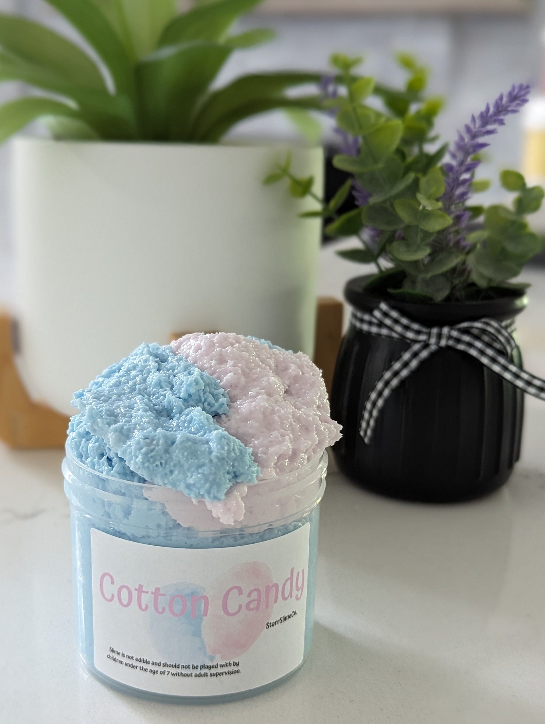 Unique Cotton Candy Ice Cream Candle with Pink or Blue Macaron