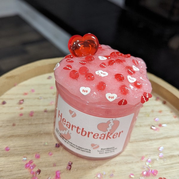 Heartbreaker Red Heart Slime Fishbowl Slushie Crunchy Love Broken Heart No Black Cherry Scented Gift Fidget Toy Birthday