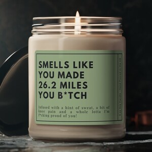 Marathon Gift Marathon Candle Gift for Marathon Runner Marathon Gift for Friend Girlfriend Boyfriend Funny Marathon Gift Runner Gift 9oz