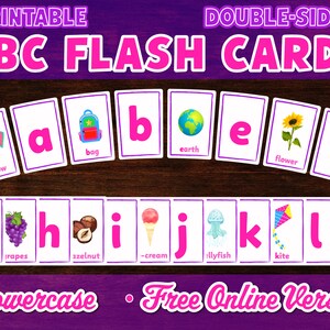 Printable abc Flash Cards, Alphabet Flashcards, Learn the ABC, Double Sided, Educational Cards, Digital Download