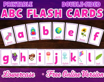 Printable abc Flash Cards, Alphabet Flashcards, Learn the ABC, Double Sided, Educational Cards, Digital Download