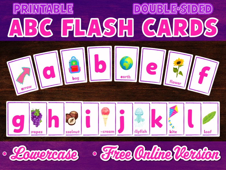 Printable Abc Flash Cards, Alphabet Flashcards, Learn the ABC, Double