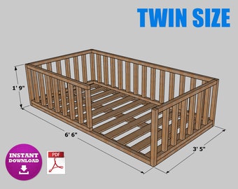 Twin Size Montessori Floor Bed Digital Plan, DIY Montessori Floor Bed Build Plan - PDF