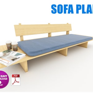 Sofa Build Plan, Modern Bench Digital Plan, DIY Construction Plan - PDF