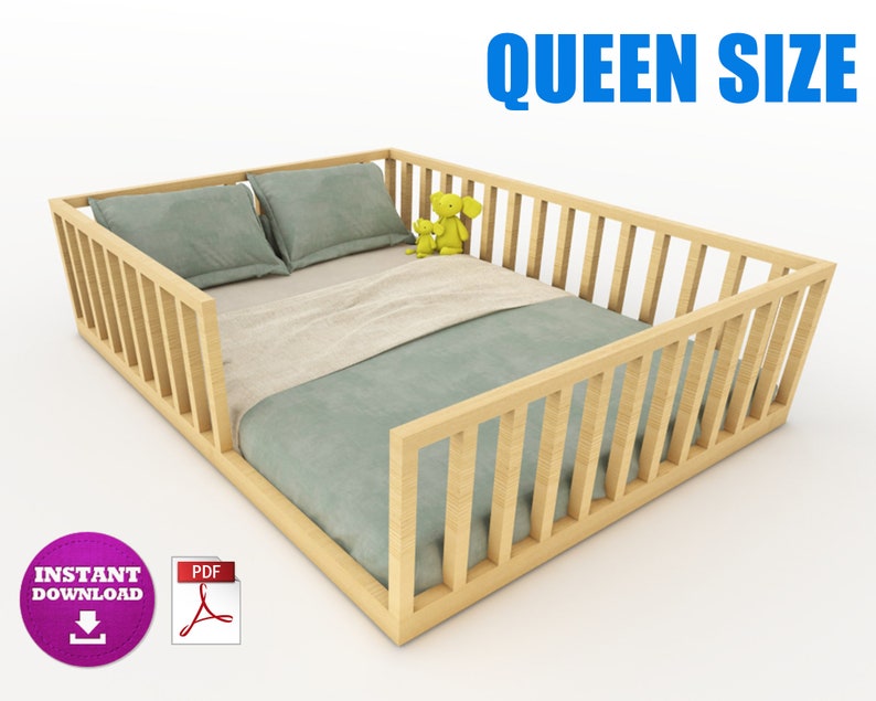 Queen Size Montessori Floor Bed Digital Plan DIY Montessori Etsy