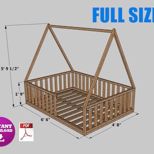 Full Size Montessori Floor Bed Digital Plan, DIY Montessori Floor Bed Build Plan - PDF