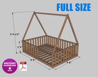 Full Size Montessori Floor Bed Digital Plan, DIY Montessori Floor Bed Build Plan - PDF