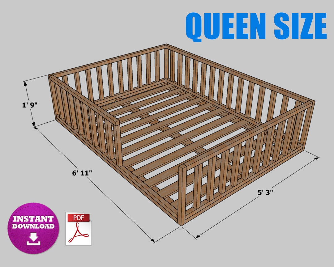 Queen Size Montessori Floor Bed Digital Plan, DIY Montessori Floor Bed