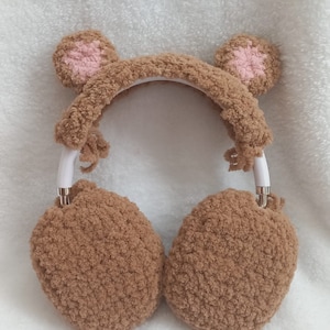 Puffy Bear Crochet Headphone Case Cover