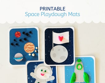Tappetini in pasta modellabile con motivo spaziale, tappetini in pasta modellabile con motivo di astronauti per giochi di ruolo, tappetini in pasta modellabile con motivo di pianeti per bambini, carte cancellabili a secco con motivo spaziale.