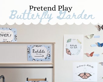 Butterfly garden pretend play set, printable butterfly garden, dramatic play butterfly garden