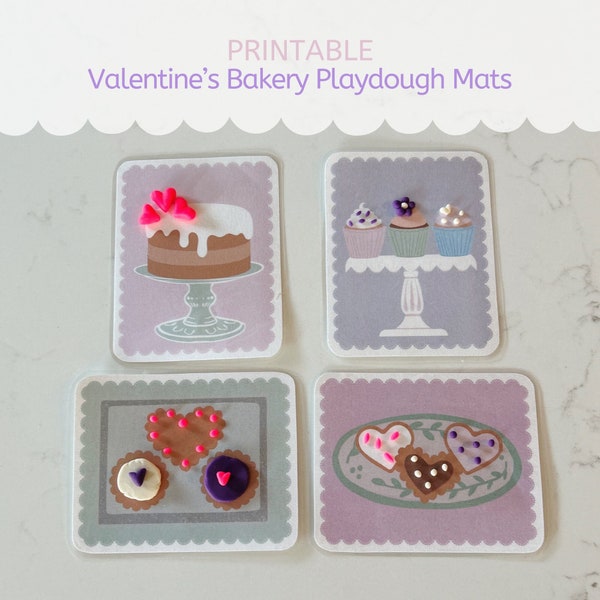 Valentine's Day playdough mats, Valentine's Bakery playdough mats for kids, Valentine's cookie play dough mats, Valentine's Day activity