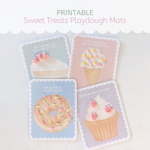 Sweet treats playdough mats, playdough mats for kids, pretend play dough mats, ice cream playdough mat, cupcake playdough mat image 1