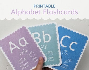 Printable alphabet flashcards, alphabet flashcard digital download, colorful alphabet flashcards